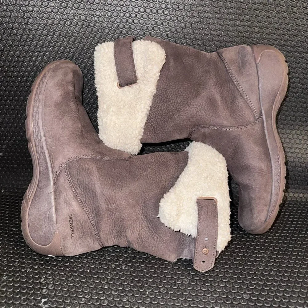 Merrell QForm2 Encore Brown Lined Low Wedge Heel Outdoor Boots Women’s Size 5.5